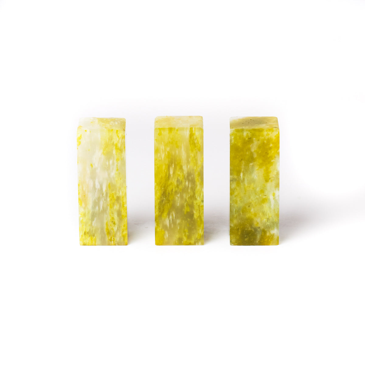 青田 菜花凍石 2x2x5（三点セット）